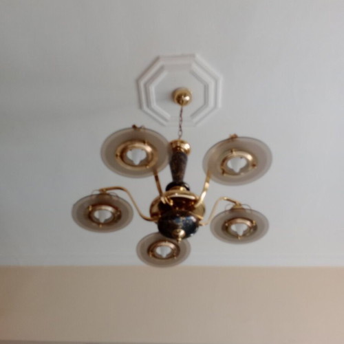 Pentafoto ceiling light used, brown and gold