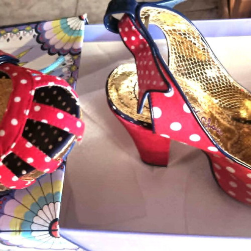 Irregular Choice peep toe heels size 40 like new, red with white dots