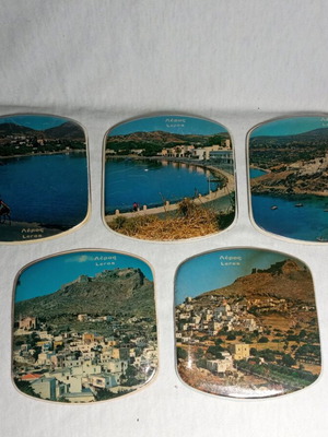 Leros coasters used, pack of 5, 1970s memorabilia