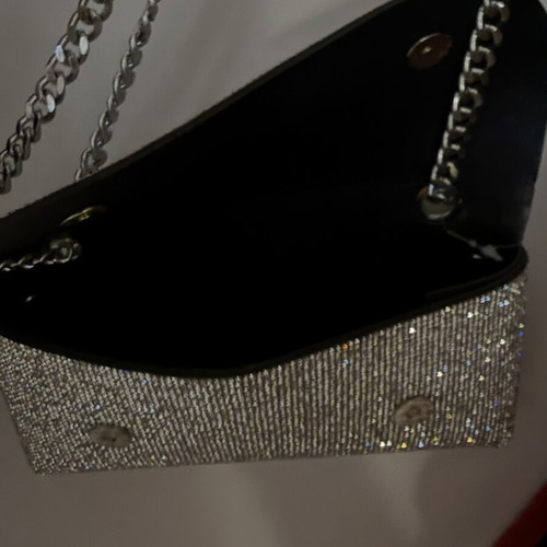 Evening bag with strass like new, silver, handheld