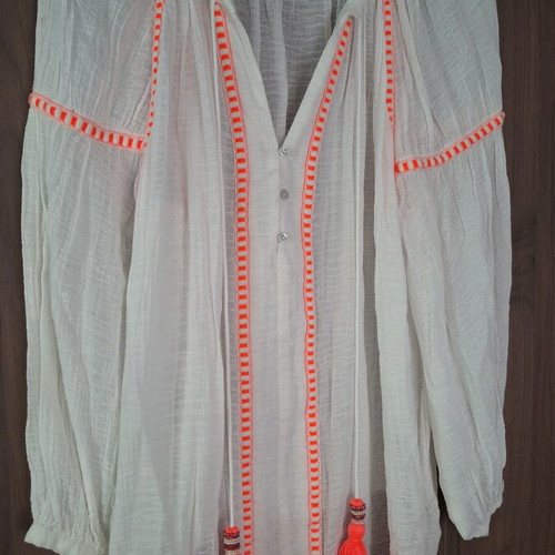 Zara kaftan with tassels like new, small, white and orange