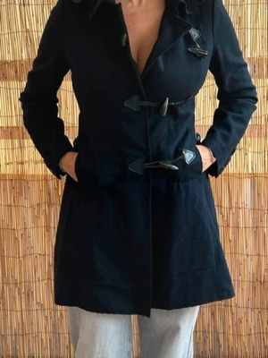 Mango mid-length Montgomery coat blue like new with 65% wool