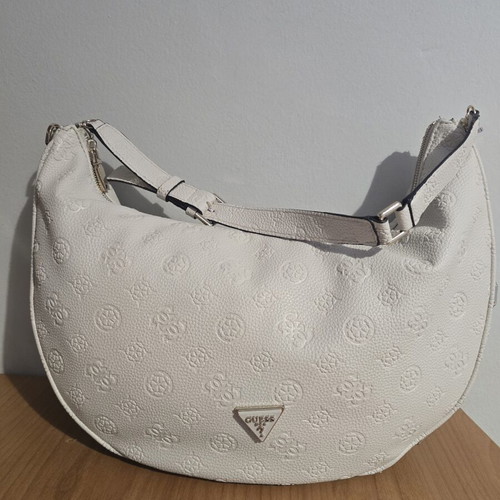 Guess shoulder bag half-moon shape like new, white