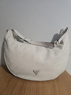 Guess shoulder bag half-moon shape like new, white