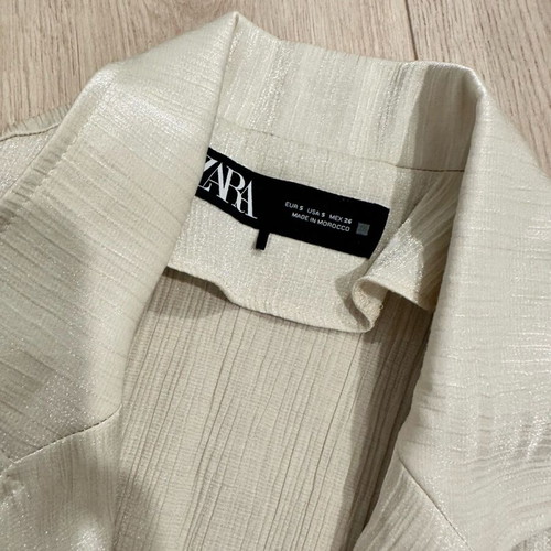 Zara blazer kimono new, satin beige with crinkled texture