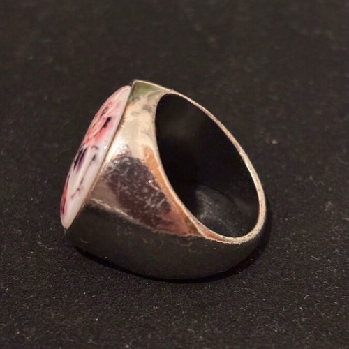 Zara ring used metal with enamel floral detail