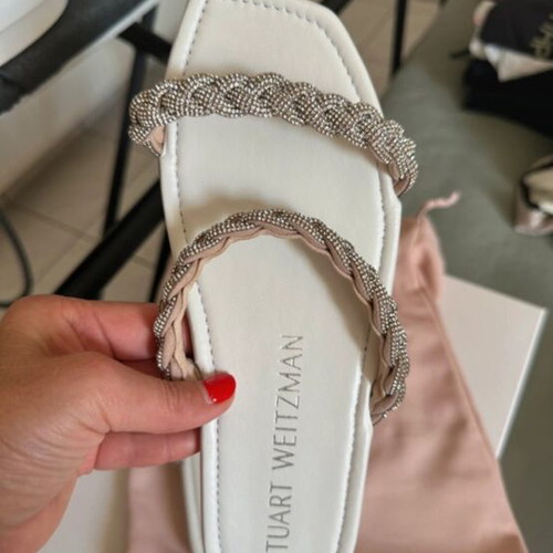 Stuart Weitzman white slippers like new, size 37.5
