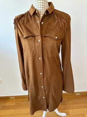 Zara suede dress and jacket new small brown with fringes