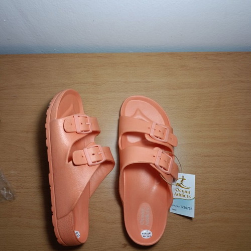 Ocean Addicts women's slippers, coral, adjustable straps