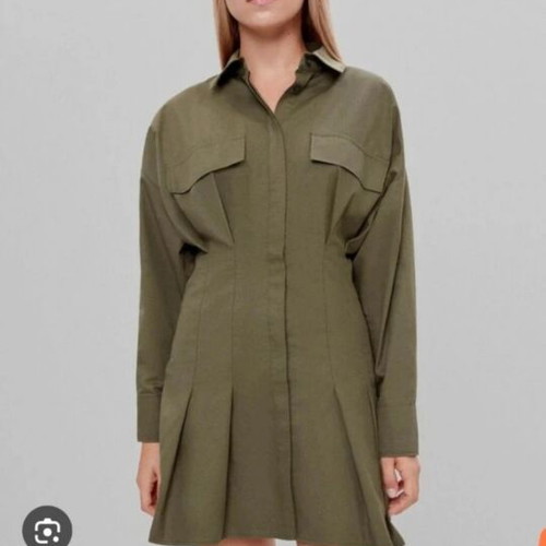Bershka Khaki Dress like new, shirt style, size S