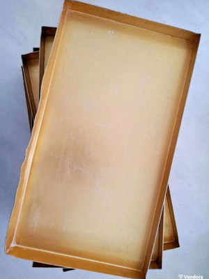 Ορθογώνιο ταψί αλουμινίου μεταχειρισμένο, χρυσό χρώμα 47x26x3.5cm