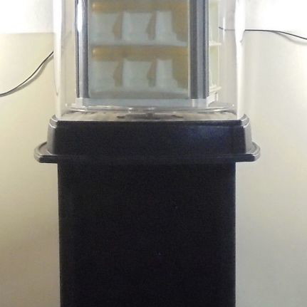 Zippo lighter display stand used, illuminated and rotating with storage base for 60 lighters