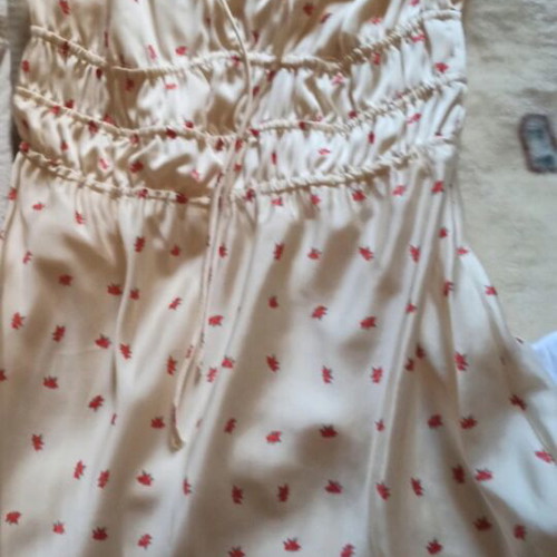Zara women's dress new, short white satin with red flowers