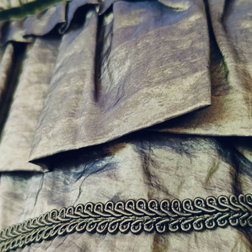 "Please" mini skirt with ruffles S like new, green