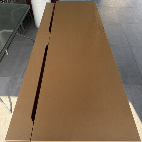 Wooden desk with storage compartments, modern design