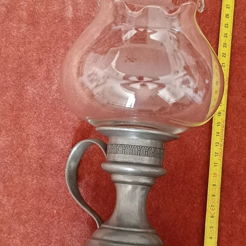 Vintage candle holder with pewter base from France, like new