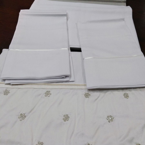 Cotton satin bed sheet set with embroidery and pillowcases 2.40x2.60