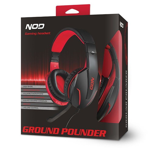 NOD Ground Pounder gaming headset new with adjustable microphone and red LED