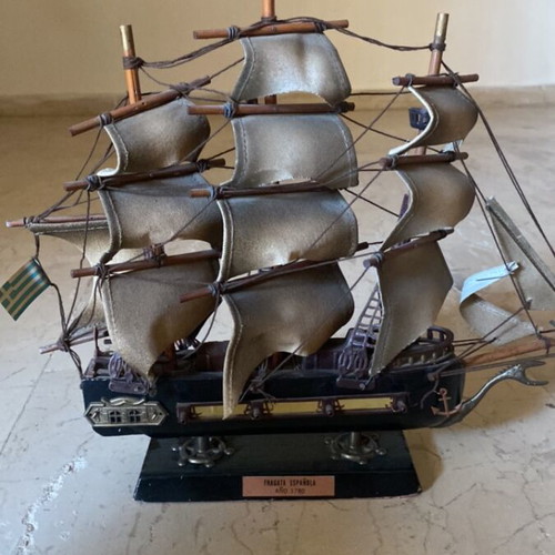 Decorative Spanish Fregata Española ship used, year 1978