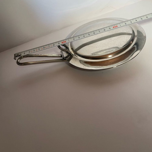 Silver plated vintage ash collector like new with lid and handle