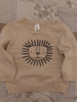 Knitted baby sweater used with lion design 12–18 months
