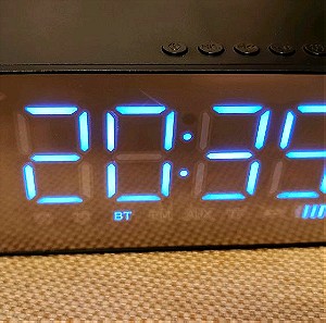 Ψηφιακό ρολόι με 2 ξυπνητήρια και BT, FM, SD, AUX με μπαταρία