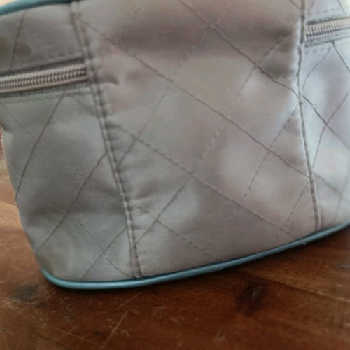 Satin Toiletry Bag like new, made in UK, light blue