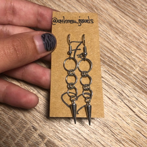 Handmade gothic punk rock grunge earrings new silver