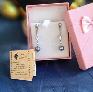 Σκουλαρίκια Art de France με κρύσταλλα Swarovski και Φυσικά μαργαριτάρια