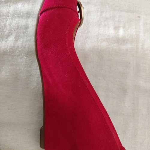 Ladies shoes red with 5cm wedge heel like new, size 38