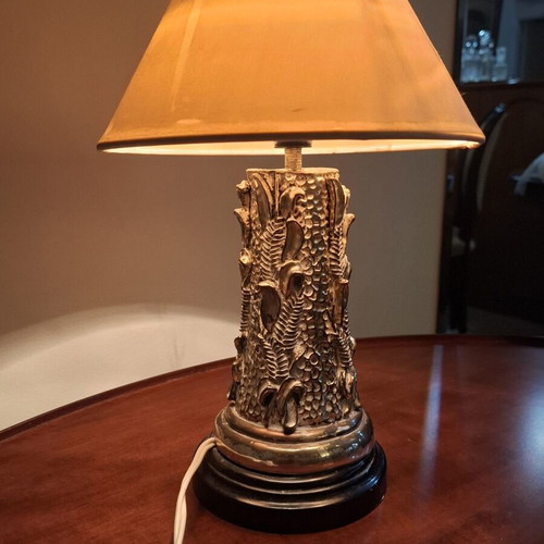 Vintage table lamp with silver-plated base, like new