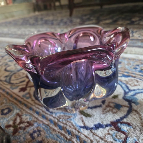 Vintage Art Glass Sommerso set in purple and blue shades like new
