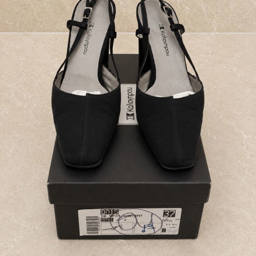 Kalogirou slingback pumps satin navy blue size 37 like new