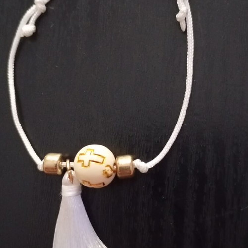 Handmade bracelet, Pearl with Cross design, Adjustable size, New