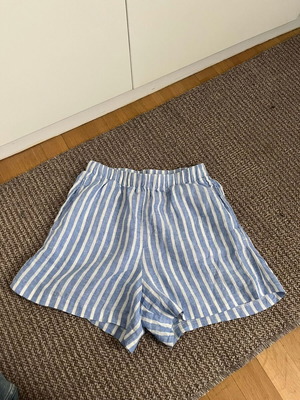 H&M Blue White Striped Linen Shorts like new, XS