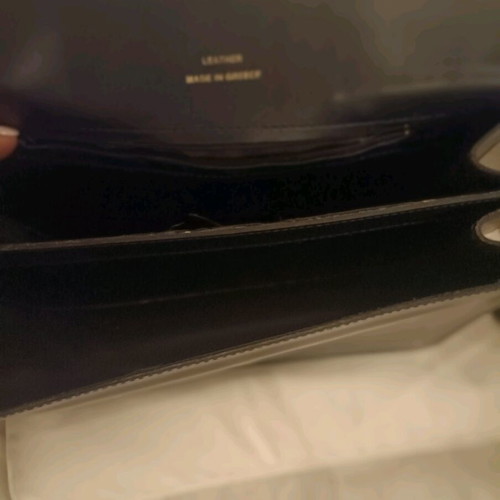 Leather shoulder bag Greek made new dark blue