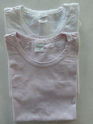 Children's T-shirts set of two, like new, cotton, white and pink, size 152 cm