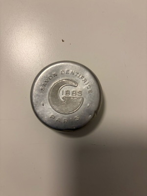 Vintage metal Gibbs toothpaste tin used