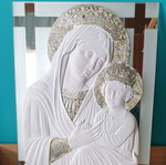 Christ and Virgin Mary image used, gypsum with glass 27×35