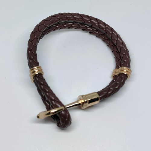 Men's Anchor Bracelet with Braided Leather Like New