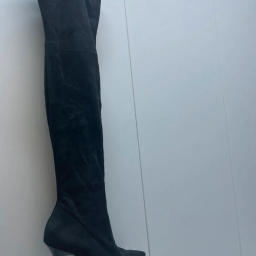 High boots, black velvet leather, size 37