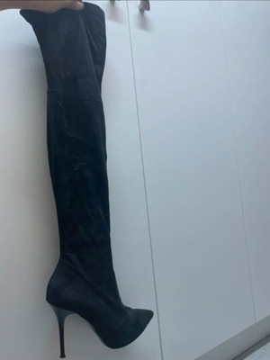 High boots, black velvet leather, size 37