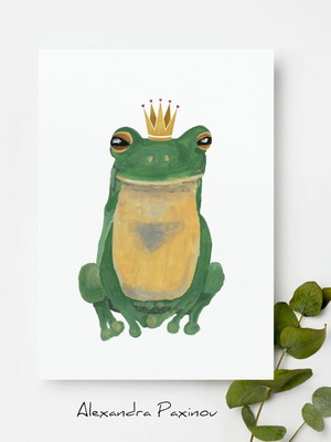 Frog with golden crown poster new Fine art