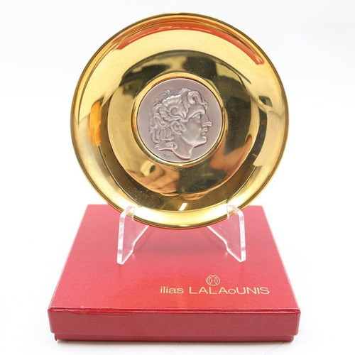 Ilias Lalaounis Golden Brass and Silver 925 Collectible Plate Like New