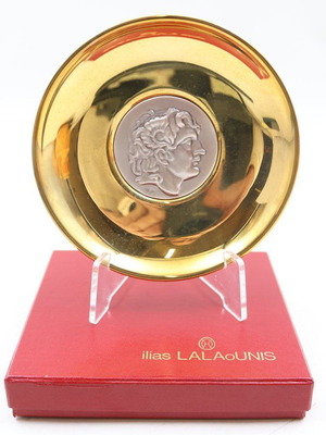 Ilias Lalaounis Golden Brass and Silver 925 Collectible Plate Like New
