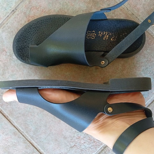 Si Bolleti leather flat sandals, black, size 36
