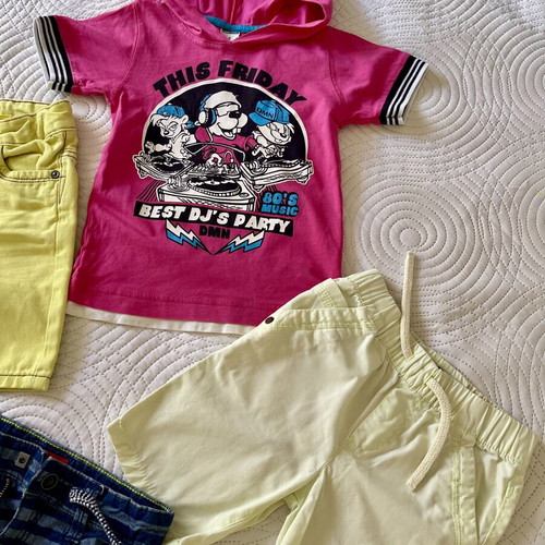 Next boys clothing set like new, size 2-3, pink and yellow