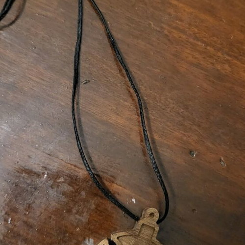 Carved wooden cross from Athos cell with cord