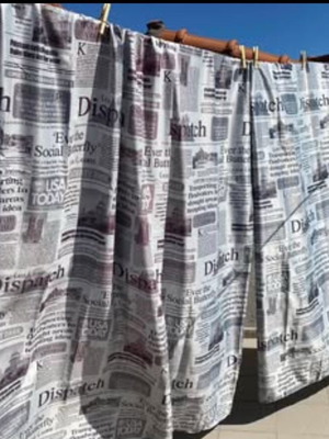 Curtains unused, two pieces, height 2.65 m and width 2.6 m