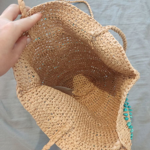Zara summer boho chic shoulder bag with turquoise stones like new